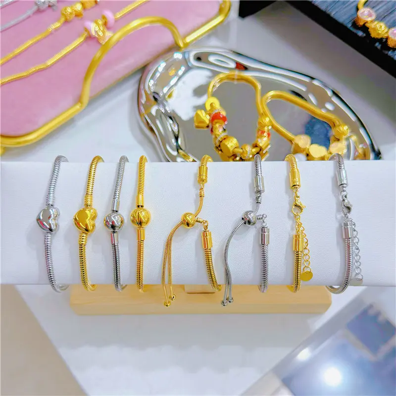 Charm Shiny Circle with glossy Circle Small Round Pendant Stainless steel pendant bracelet Snake Chain diy bracelet necklace