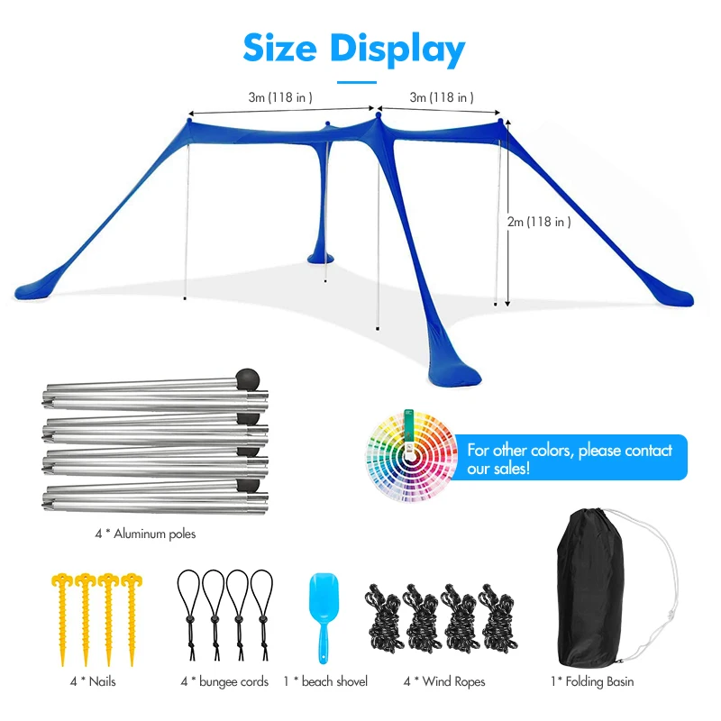 KingGear High Quality Sun Shelter Lightweight Beach Tent Beach Sunshade With Sandbag Anchors and Pegs