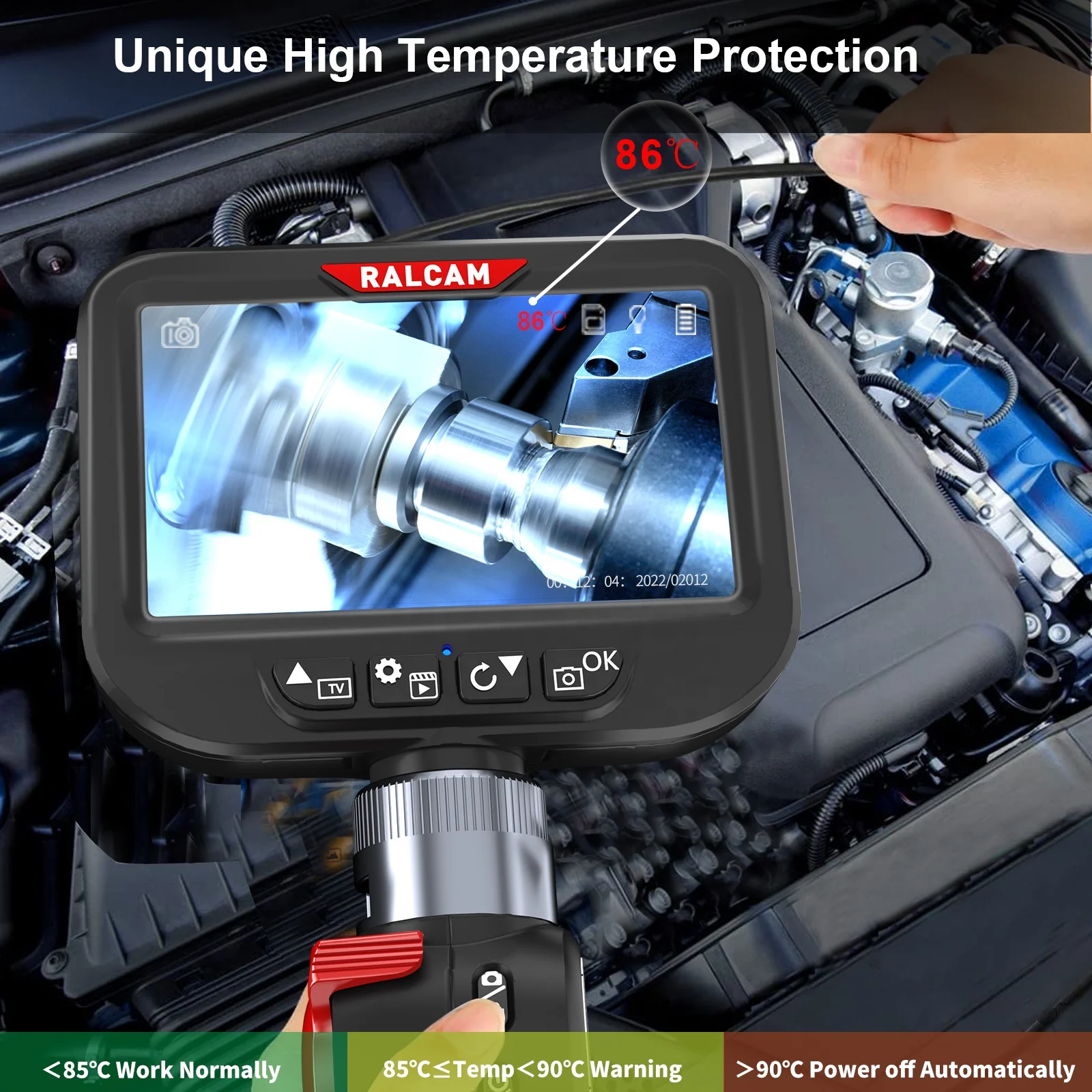 Factory Direct Sales Two Way Endoscope 720P IP67 Adjustable LED Video Recording Borescope 4.3 Inch Articulating Borescopes OEM