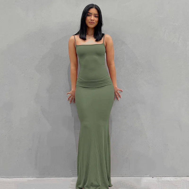 Custom Logo kim kardashian dress dupes long dress modal bodycon lounge Women Maxi basic sleeveless spandex soft Lounge Slip Dresses