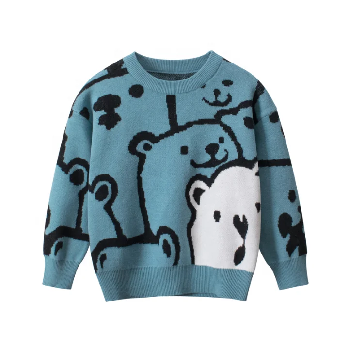 
Wholesale Unisex Kids Clothes Autumn Knitted Cartoon Design 100% Cotton Boys Girls Baby Knit Sweater 