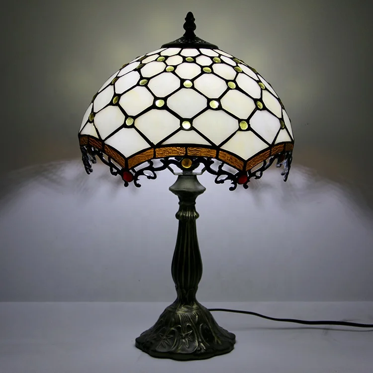 LongHuiJing 12 Inch European Stained Glass Sunflower Style Tiffany Table Lamp