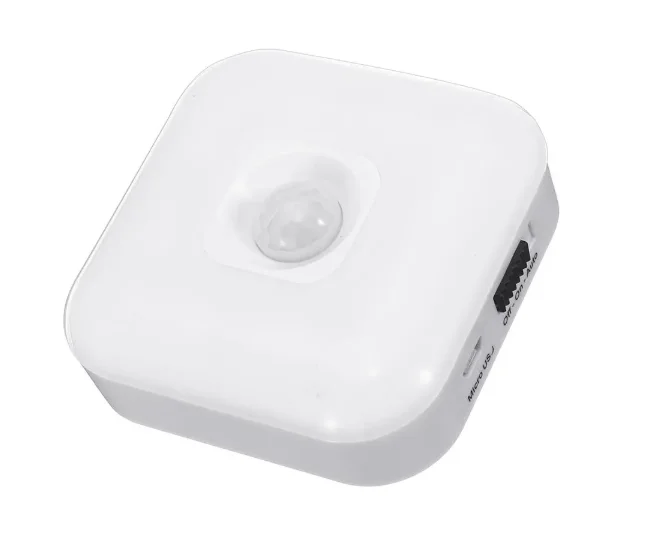 USB Rechargeable 8 LED PIR Motion Sensor Night Light Warm White/White Cabinet Closet Lamp