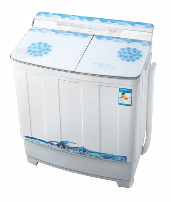 Double barrel semi-automatic household washing machine