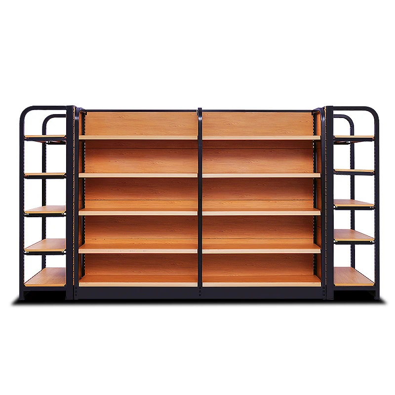 Factory Iron Wood Style Shelves Gas Station Black Metal Wall Shelves