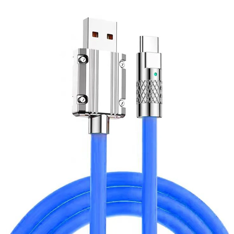 New Product 120W Super Fast Charging Cable Metal Zinc Alloy Liquid Silicone USB Type-C Charger Data Cable For Android
