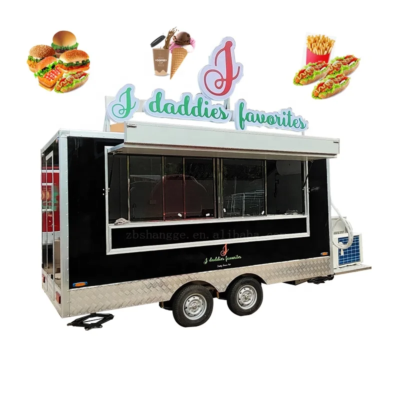 Mobile Fast food truck 7.5ft dining car food trailer for usa vendors hotdog ice cream food cart