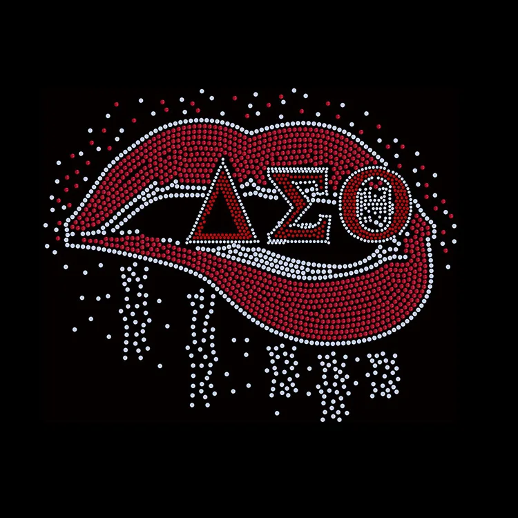 Sparkle Delta sigma theta Motif Logo Iron On Rhinestones Transfer For Clothes