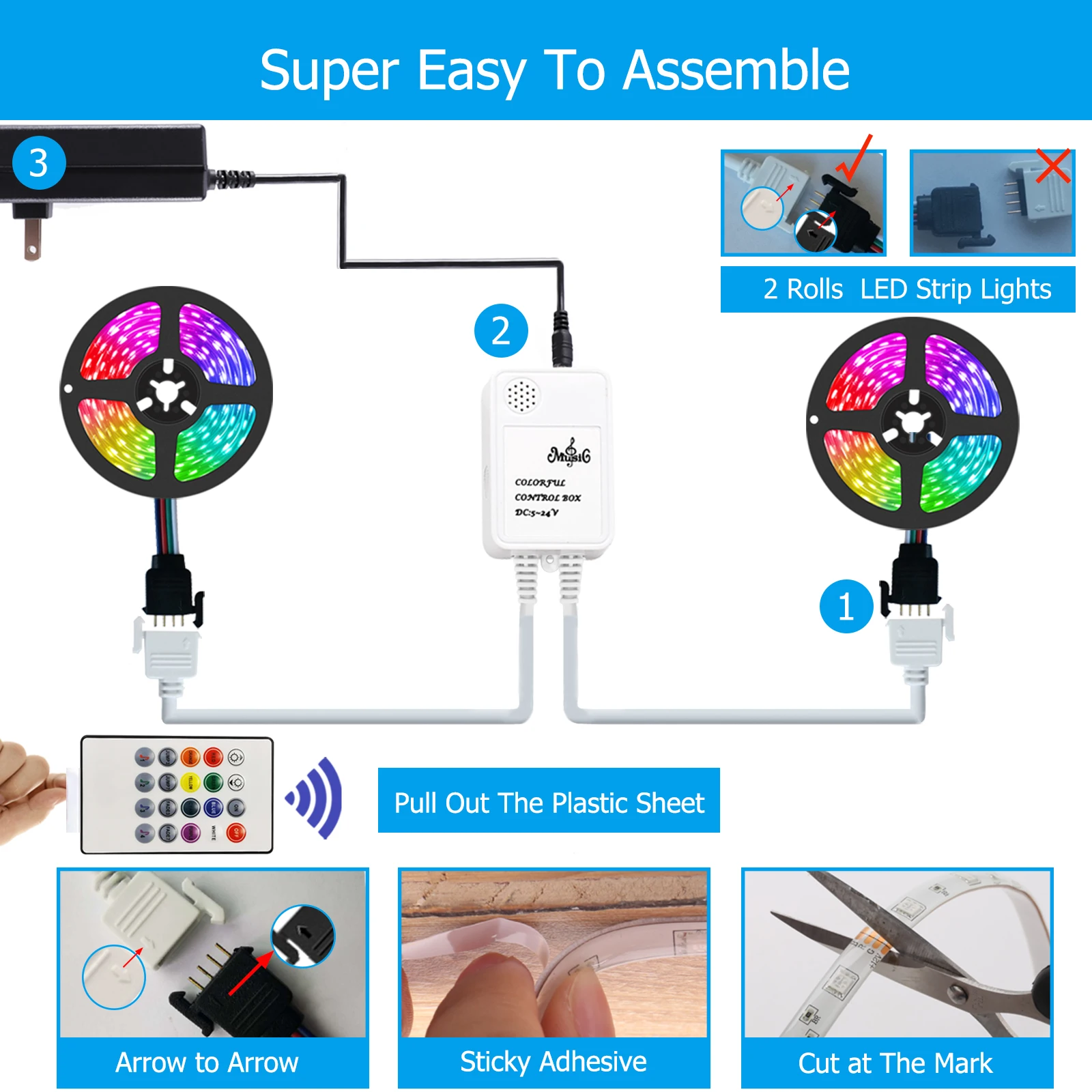 Indoor double line installation 10 meters music sync flexible rgb led strip light