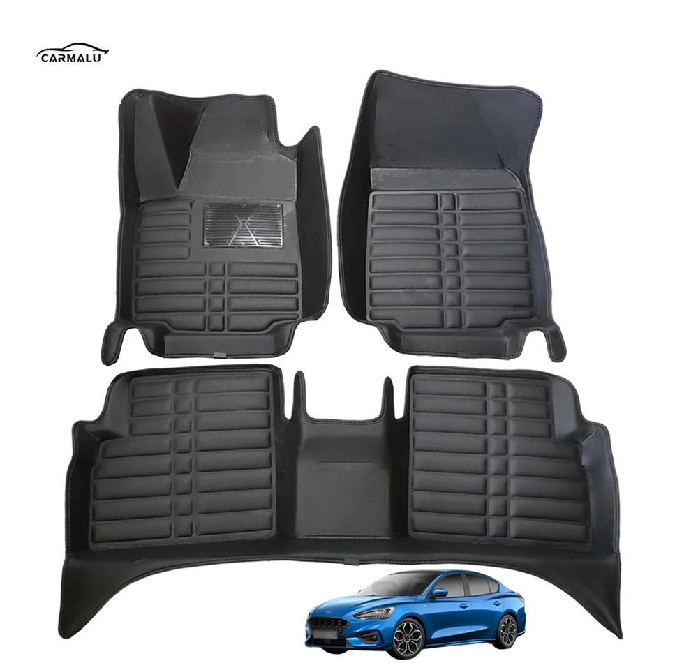China auto customized luxury XPE EVA universal hot pressed pvc car carpet floor foot mats 3 pcs  3d 5d 7d 9d leather