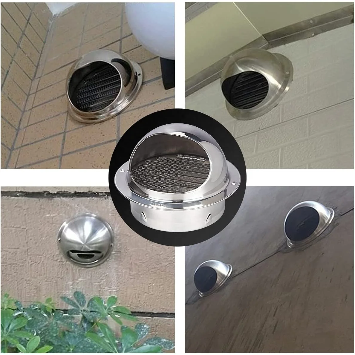 304 Thick Stainless Steel Air Vent Sphere Ventilation Grill Cover Hooded Cowl External Extractor Wall Air Outlet