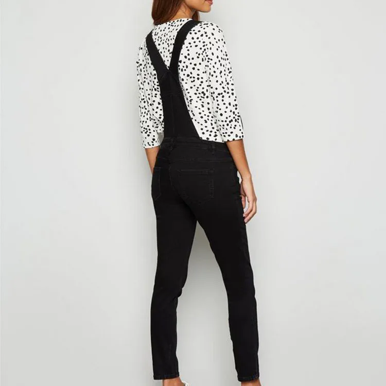 Custom Maternity Black Denim Skinny Dungarees jeans woman