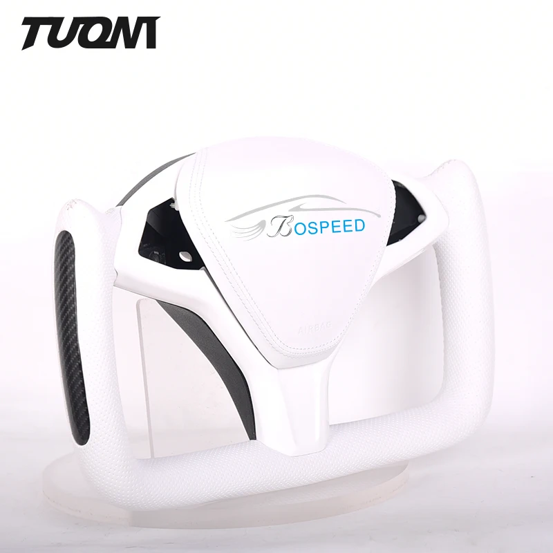 Hot sale custom white leather carbon fiber Model 3 S X yoke steering wheel for tesla