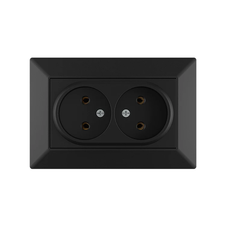 
Songri European Standard 250V 16A Black Double Socket Duplex 