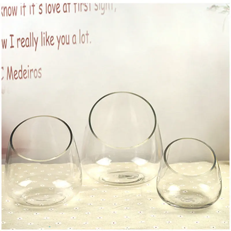 Oblique micro landscape decoration vase Succulent plant vase Moss micro landscape glass flower container