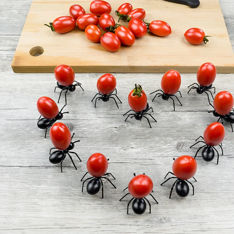 12Pcs/Set Creative Party Ants Toothpicks Industrious Ants Cake Dessert Tableware Dinner Fruit Food Picks Fork Cupcake Party Deco