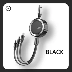 3 in 1 charging cable mobile phone charging line 3A fast charging telescopic cable