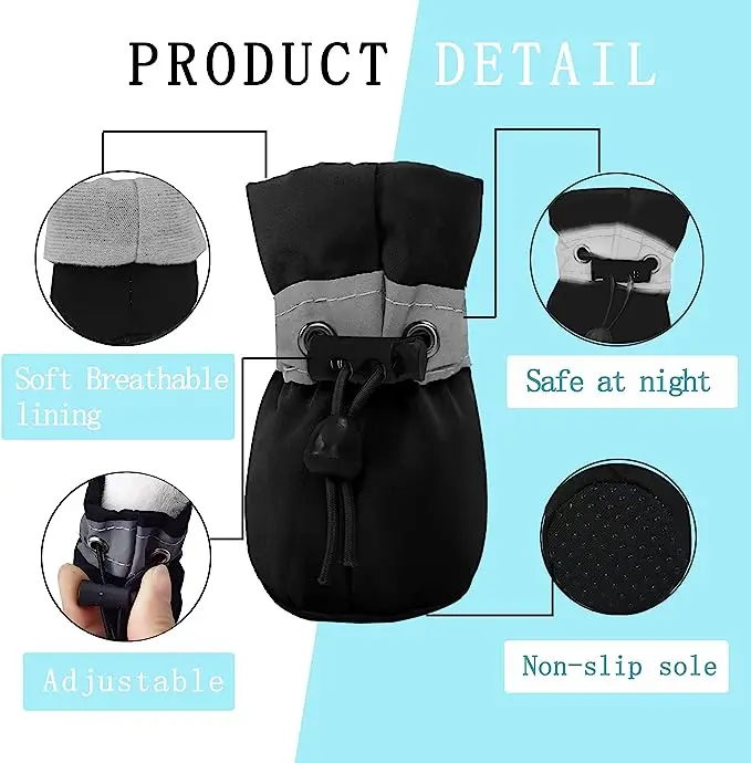 Elastic Strip Waterproof Anti Slip Paw Protector Reflective Dog Boots Dog Shoes for Pet Dog Cat
