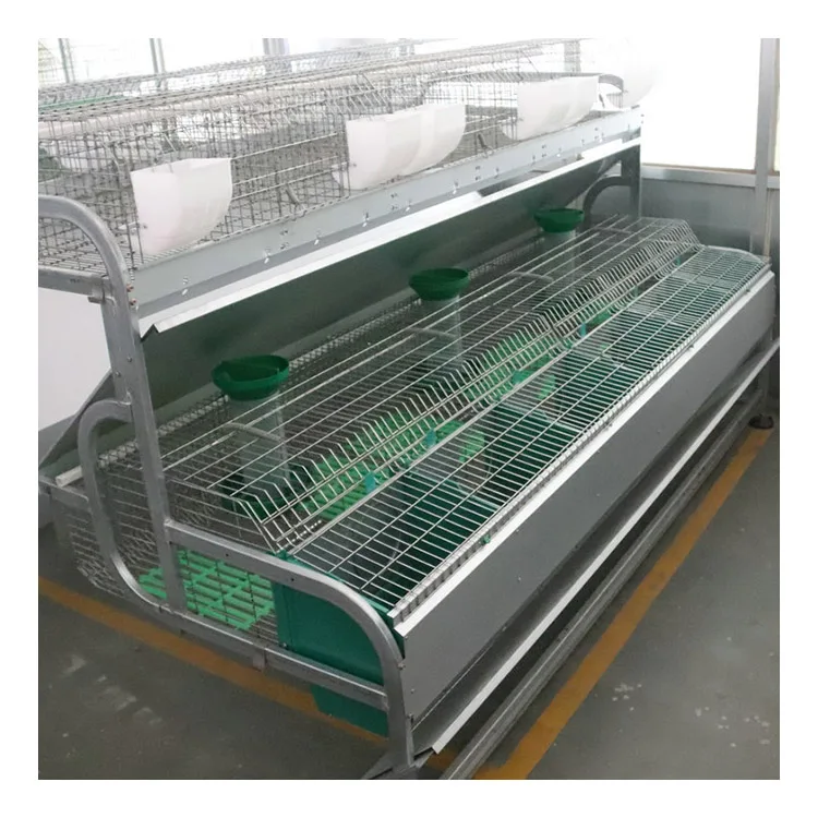 Industrial European Style 2 Tier H-type Rabbit Breeding Metal Cages System