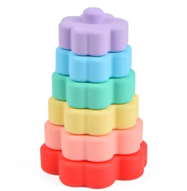 Stacking Nesting Circle Toy Soft Building Rings Stacker Teethers Squeeze  Early Educational Learning Stacking Toys For Baby