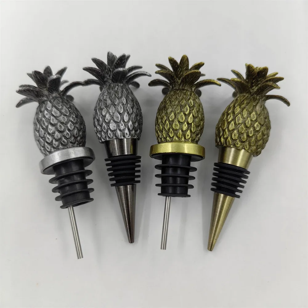 Wine Accessories Custom Fruit Bottle Pourer Metal Wine Mouth Zinc Alloy Pineapple Wine Pourer
