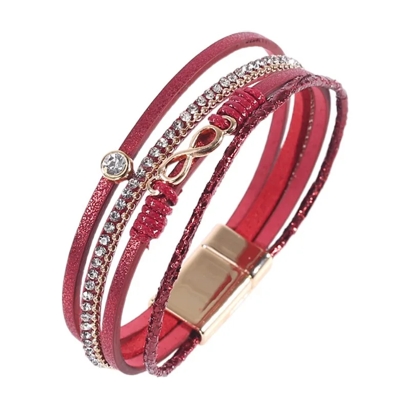 Fashion Jewelry Korean Velvet PU Leather Magnetic Buckle Infinite Love 8 Bracelet Bangles