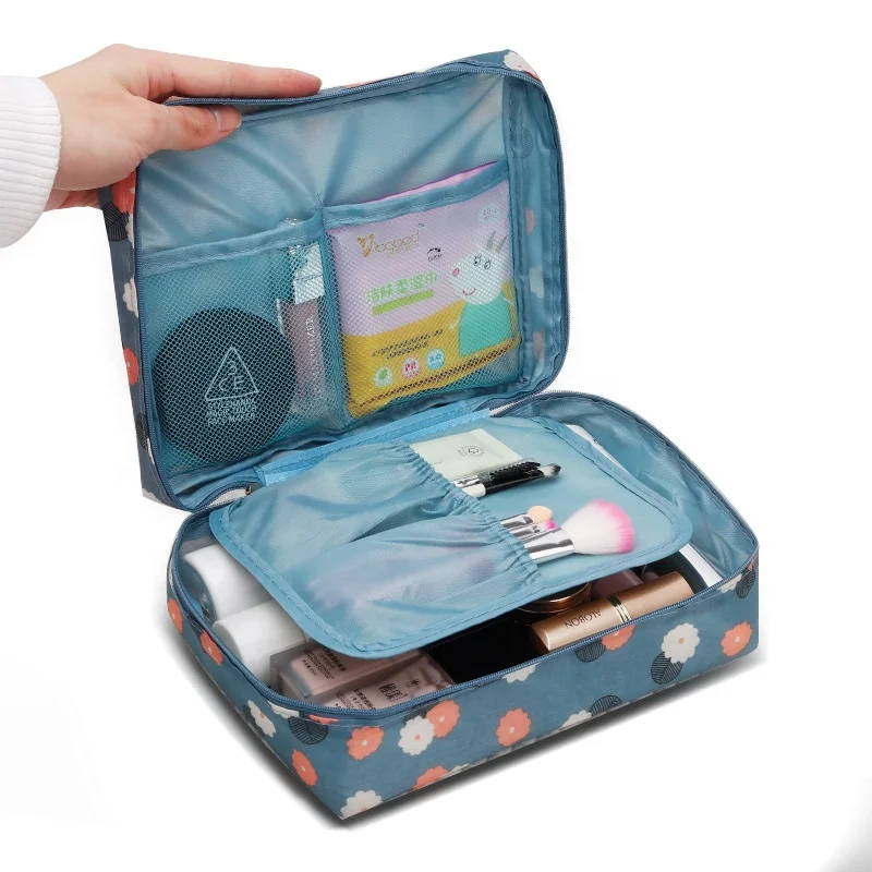 Manufacturer Supply Custom Logo Folding Travel Cosmetic Case Makeup Containers Travel Toiletry Bag With Zipper