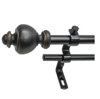 China made double curtain rod extendable 12ft curtain pole with finials and brackets