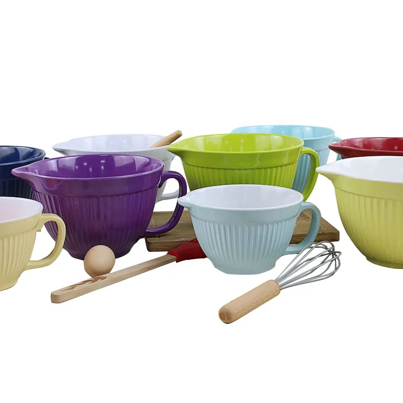 Melamine ribbed salad vegetable kitchen restaurant hotel party melamine mixing bowl with handle