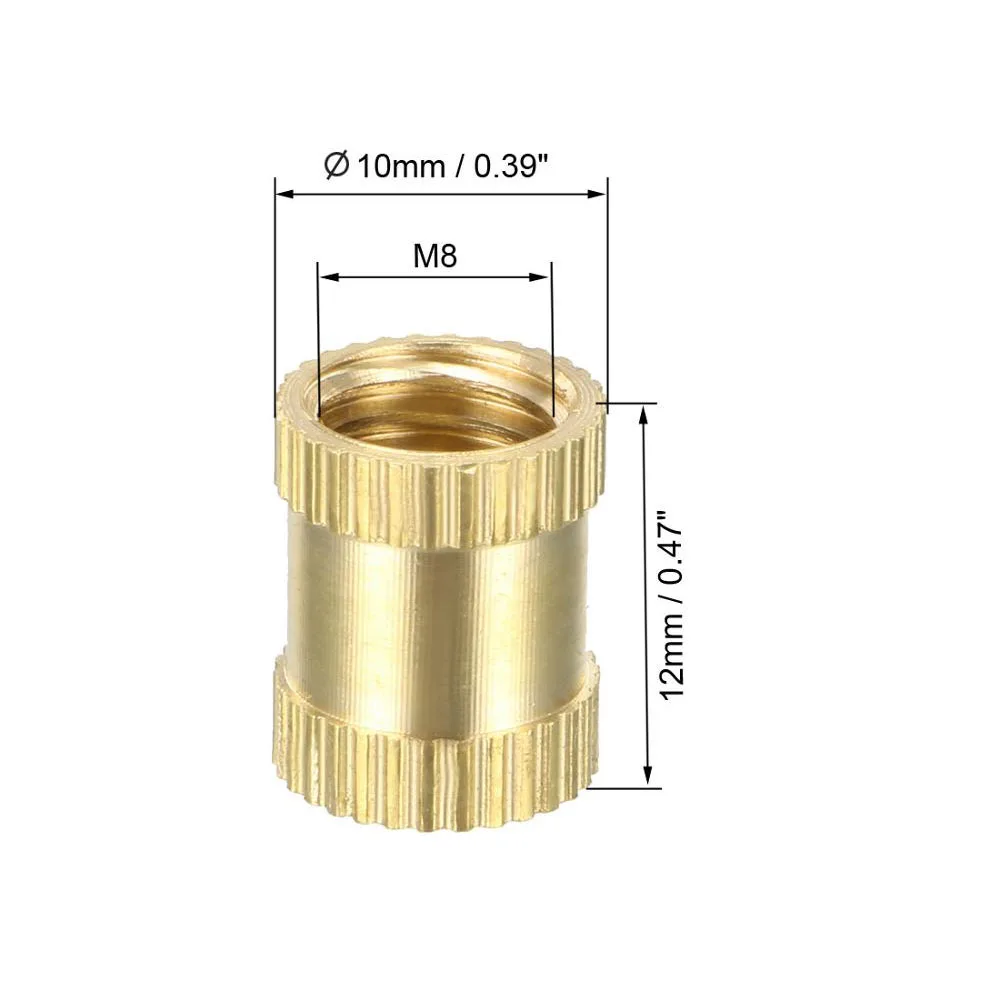 Brass fastenersMass Production Knurled Heat Staking Threaded Inserts H62 Brass Insert Nut M5 Heat Set Threaded Inserts
