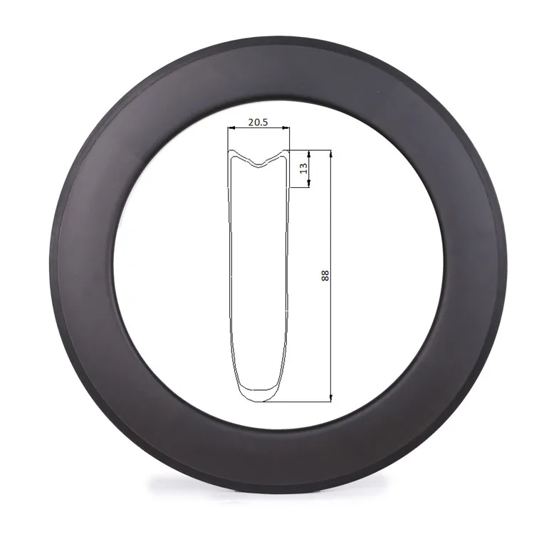 18h 32h 700C 38mm 50mm 88mm deep 20.5mm width clincher tubeless V brake T700 carbon fiber rims