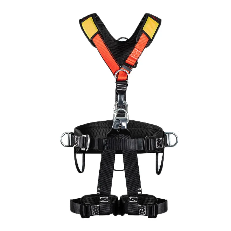 Whole body five-point harness mountaineering climbing emergency rescue rappelling equipment safety rope set suit