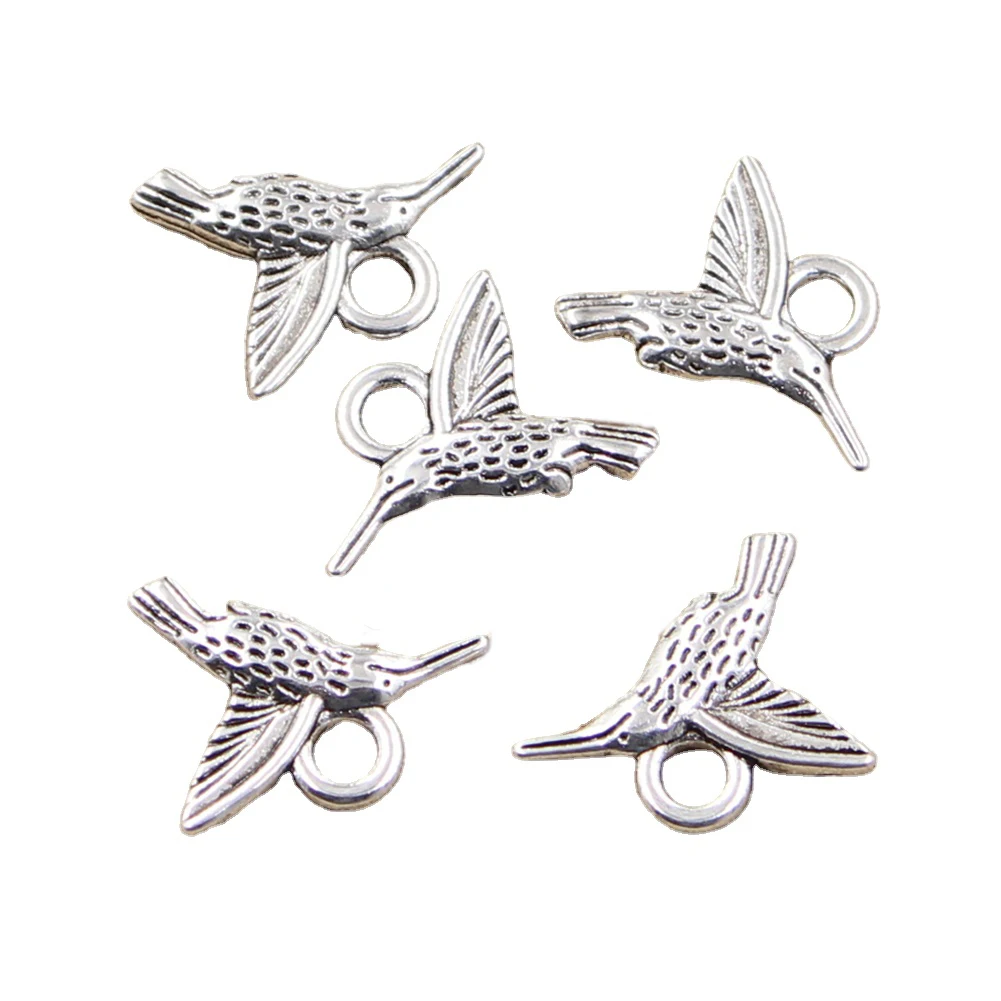 Charms Hummingbird hummer Bird 19x15mm Handmade Making Fit Vintage Tibetan Silver Color Pendants DIY for Bracelet Necklace
