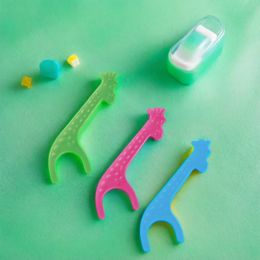 Factory cheap OEM animal shaped children toothpick funny animal shaped PTFE kids dental floss picks