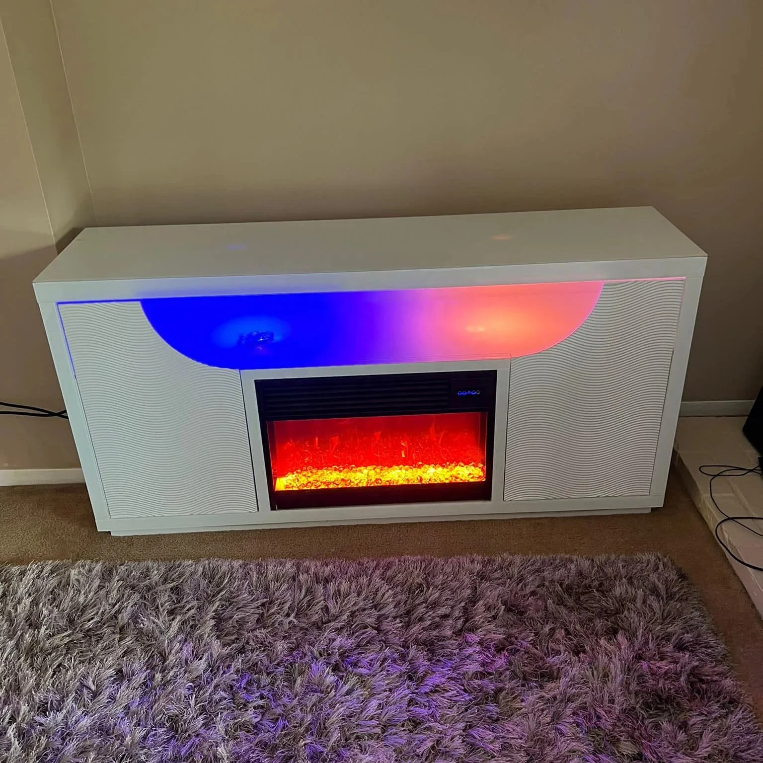Guanding Electronic Mirrored Fireplace TV Stand with Multipl Color Flames Heater Speaker cheminee Kamin Chimney Muebles Meubles