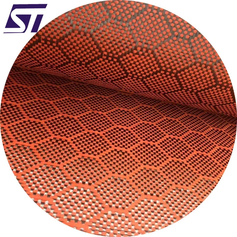 Orange Hexagon Carbonfabric , Aramid carbon cloth, Honeycomb  fabric