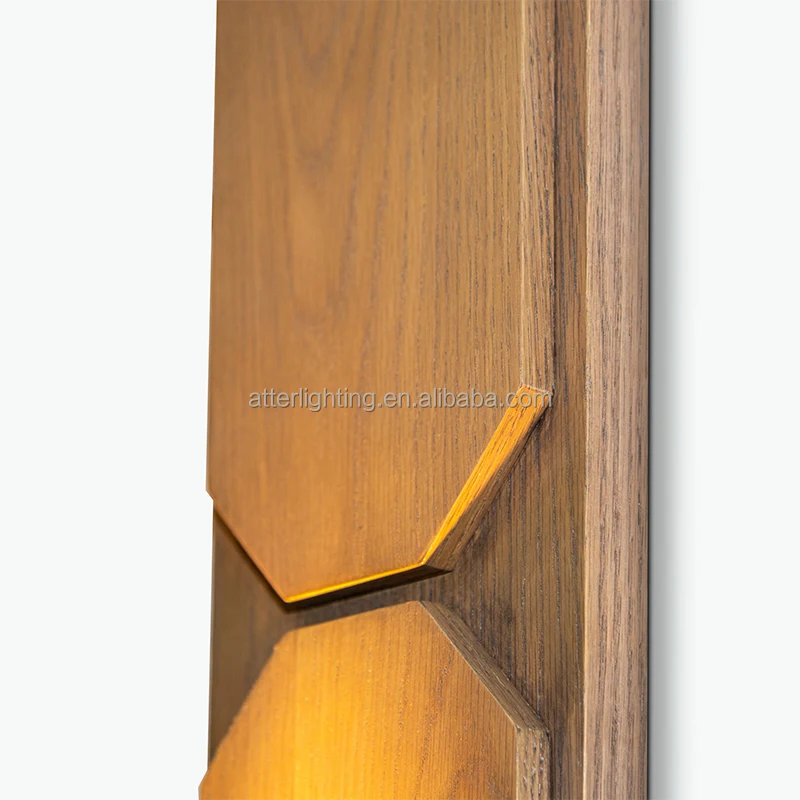New Fashion Energy Saving Led Metal Wall Lamp Lighting With White Oak Wood Finish For Indoor Hotel Home Corridor Project