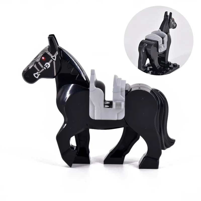 Medieval 4 Black+White+Brown Warhorse Blocks/Sold separately Saddle Mount+Horse Rope/Regular Saddle 3003 3004 3005 3006(PA01048)