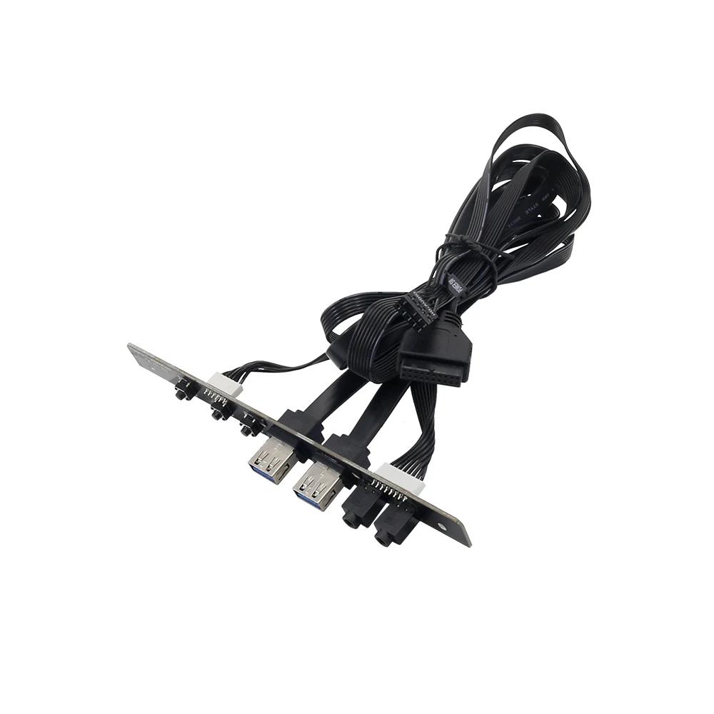 Computer Front Panel Extension Cable Dual USB 3.0 Audio PCB Circuit Board Power Switch Chassis Panel Mounted Wire