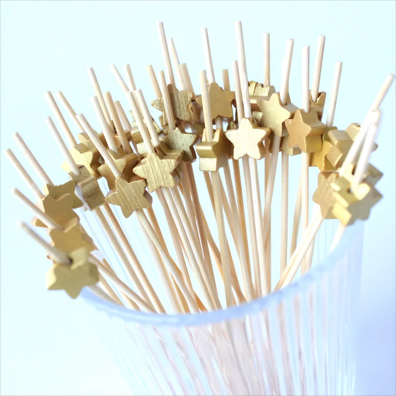 Factory Direct Sales New Christmas Series Fruit Picks Cocktail Stirrer Customizable Bamboo and Wood Skewers