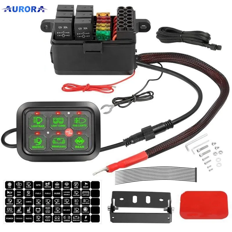 Universal 6 Gang Switch Panel LED Touch Control Panel