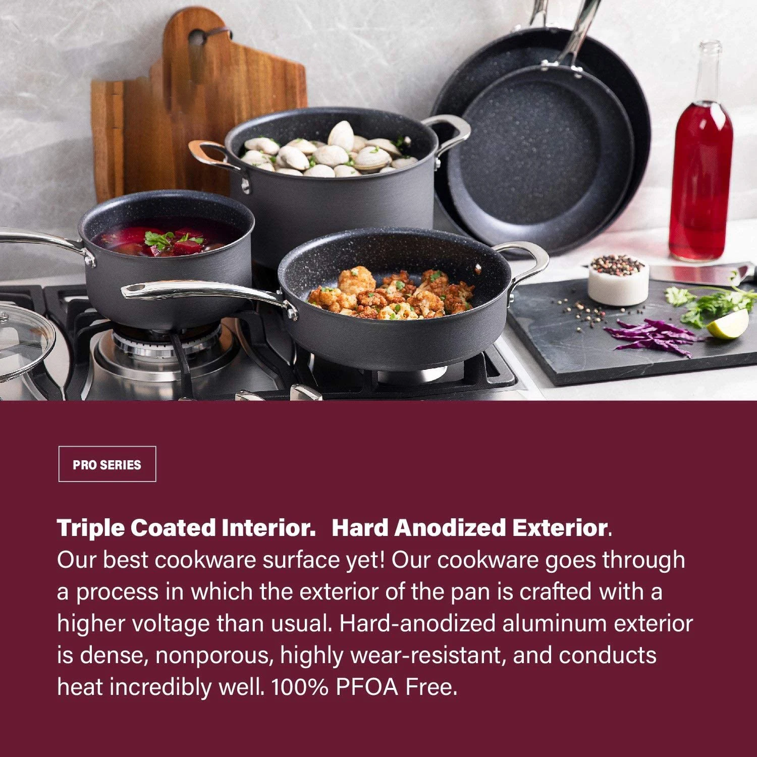 Granite Stone Pro Hard Anodized Pots and Pans Set Premium Nonstick Cookware Set Oven Dishwasher Safe 13Pcs