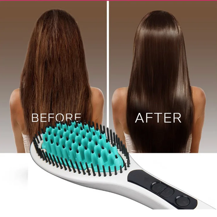Electric Magic Ceramic Hair Brush Straightener 3-in-1 Straightening Comb with massage function