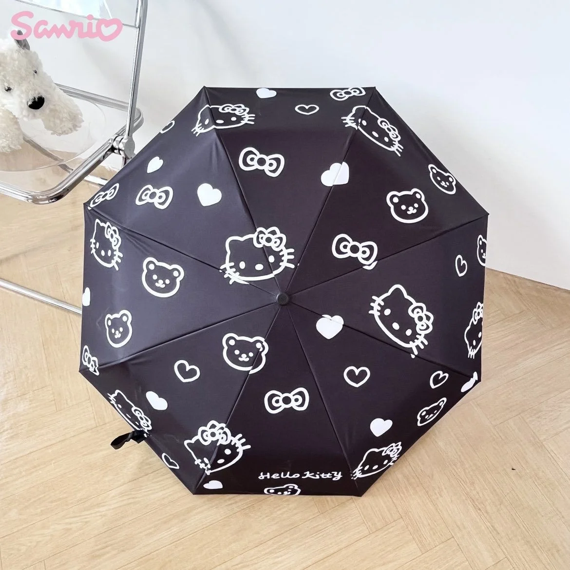 Kawaii Sanrio Kitty Зонт портативный от дождя и блеска автоматический складной зонт с мультяшным рисунком для девочек подарок
