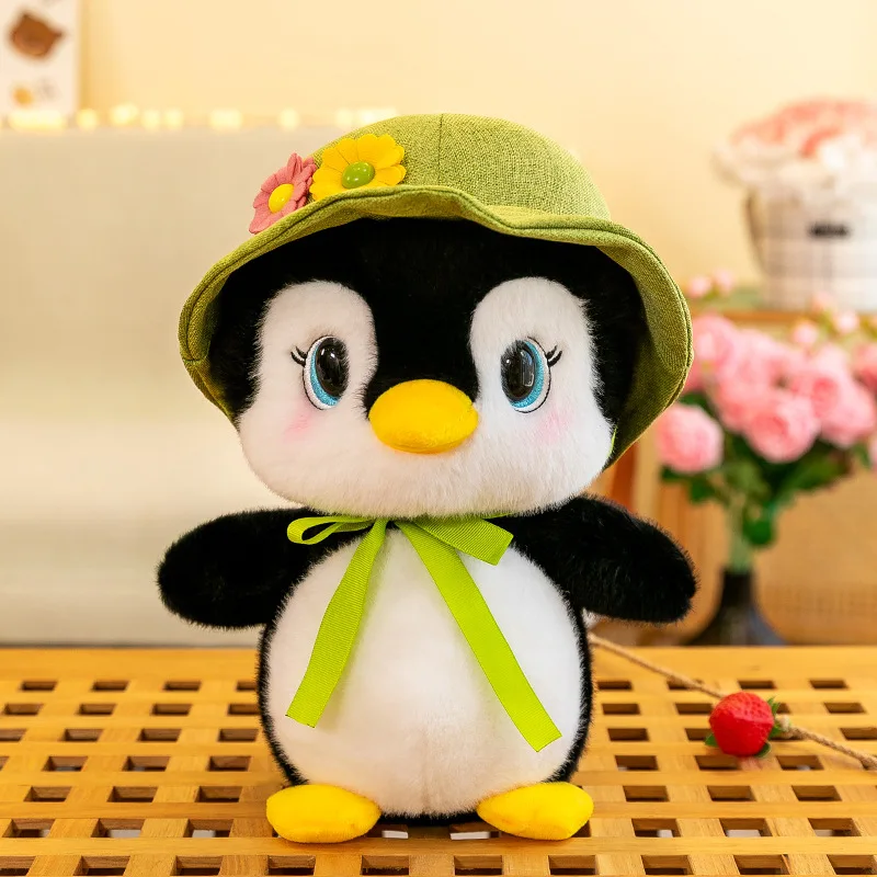 Penguin plush pillows Penguin plush toy Flower Hat Penguin Bedroom Decoration
