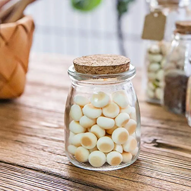 Jars Mini Round Clear Storage Glass with Cork Lids for Wedding Gifts Wholesale 100ml 150ml 200ml Kitchen Storage Bottles & Jars