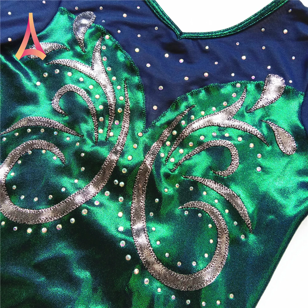 Sophisticated Dark Green Long Sleeve Gymnastics Leotards for girls