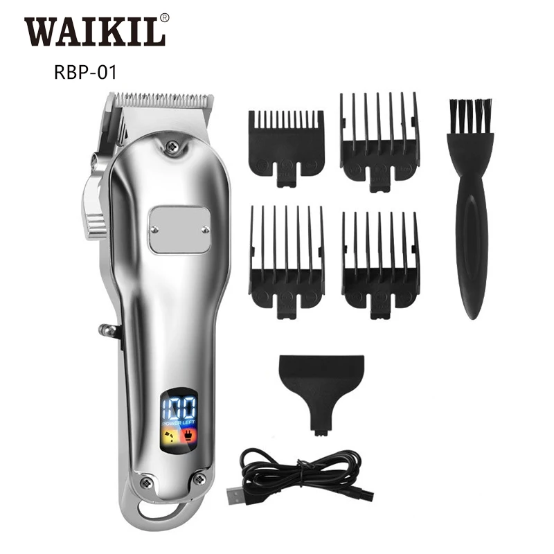 WAIKIL RBP-01 Hot selling liquid crystal display Professional Electric Shaver Home Rechargeable Cordless Trimmer Beard Trimmer