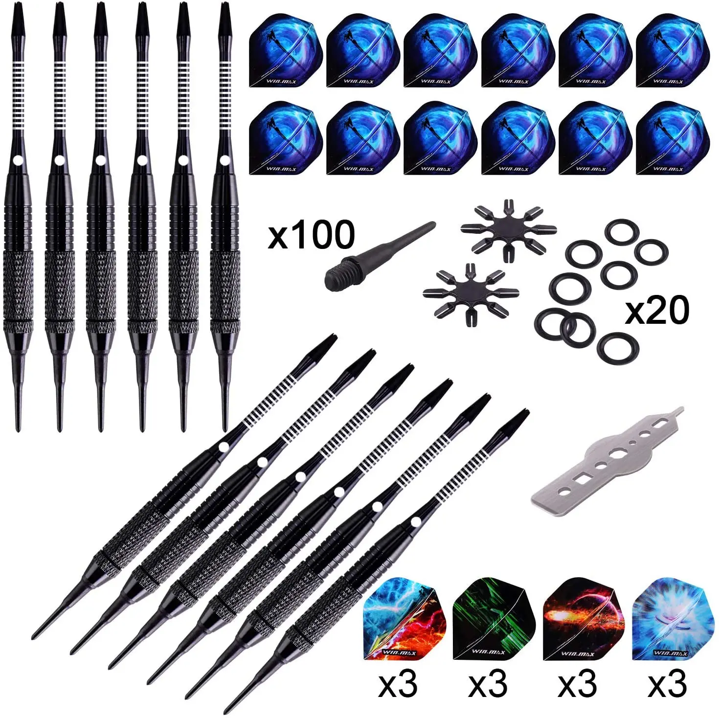 Win.Max 12 pieces per pack 16g Soft tip Darts set for Electronic Dart Board