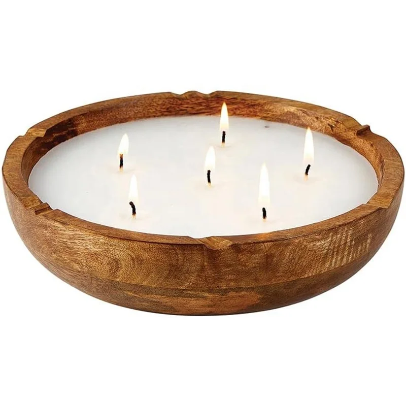 Rolling base Luxury Home Decorative Wooden Candle Holder Eco-Friendly Handmade candle